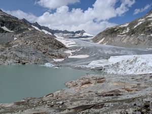 The Rhonegletscher glacier in the Swiss Alps.