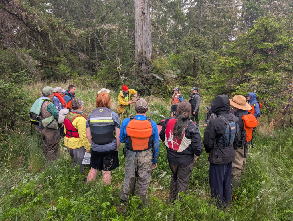 ESS Affiliate Professor Brian Atwater speaking to a group of students and teachers about evidence of past tsunamis.