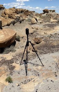 A scanner set up in the field.